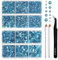 BEADSLAND pedreria hotfix, 6080PCS piedras azul strass termoadhesivas diamantes cristales para manualidades,Kit mixto de 6 tamaños con lápiz de cera y pinzas，SS6-SS30,Aguamarina Rhinestones