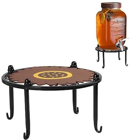 Kcgani Support de distributeur de boissons en métal robuste - Support de récipient en verre d'eau froide - Base de comptoir pour jus de limonade - Diamètre maximum 20,3 cm - Noir