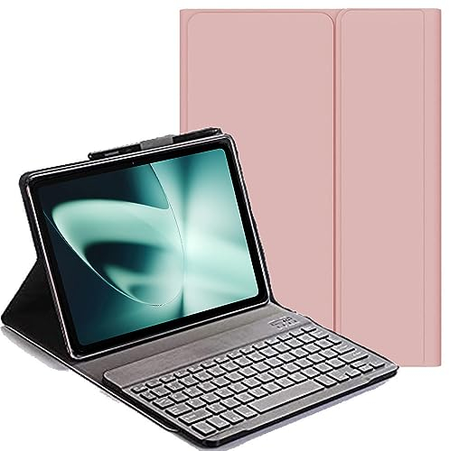 YHFZR Tastatur Hülle für OnePlus Pad 11,6 Zoll, [AZERTY] Ultradünn Flip Entfernbar Drahtloser Keyboardständer Ledertasche für OnePlus Pad 11,6 Zoll, Rosa