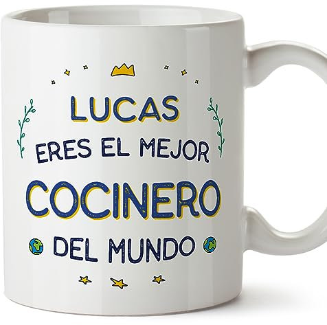 MUGFFINS Tazas Personalizadas para COCINERO hombre - En Español - Mejor del Mundo - 11 oz / 330 ml - Regalo Personalizable original y divertido