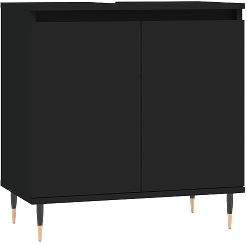 Tidyard Waschbeckenunterschrank Waschtisch Unterschrank Badmöbel Badschrank Badezimmerschrank Badezimmer Schwarz 58x33x60 cm Holzwerkstoff