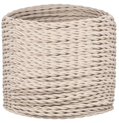 Helunsi 3 Core Vintage Braided Flex Cable - 10 Meters / 32.8FT Ivory, Twisted Fabric Electrical Wire for DIY Lamps, Industrial Pendant Lights, Lighting Appliances