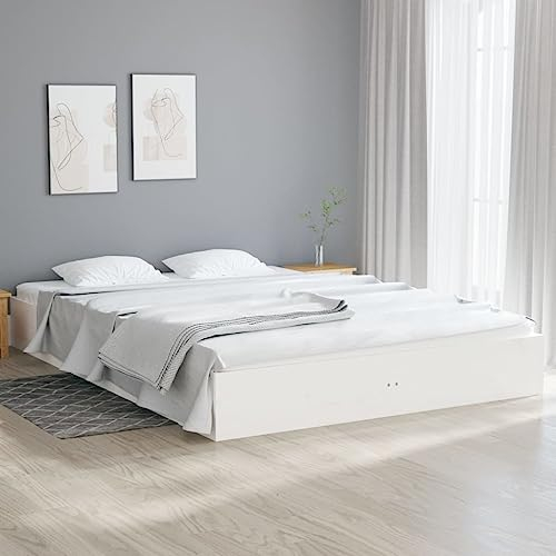 ZQQLVOO Bettgestell Familienbett Palettenbett Massivholzbett Weiß 180x200 cm 6FT Super King