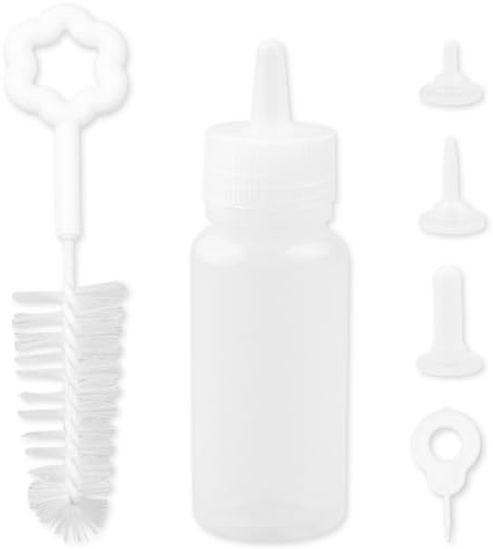 Vanyibro Pet Feeding Bottle Kit,60ml Puppy Feeding Bottle with 3 Replacement Nipples, 1Pcs hollow needle and Cleaning Brush,Small Pet Feeding Tool for Kitten, Puppy