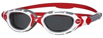 Zoggs Original Predator Flex Gafas de Natación para Hombre y Mujer – Gafas para Nadar en Aguas Abiertas, Cómodas,Antivaho, Correas de Ajuste Rápido – Lentes Ahumadas Polarizadas,Blanco, Gris y Naranja