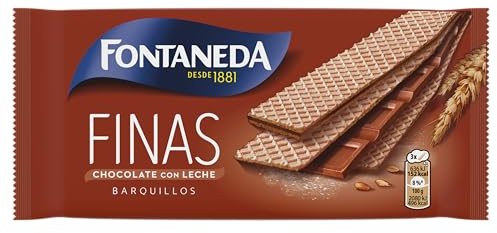 Fontaneda Finas, Barquillos Rellenos de Chocolate con Leche - 9 Barquillos, 92 g