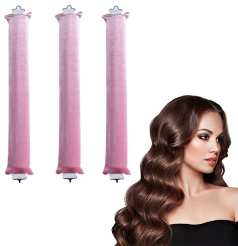 3 Stück Hitzefreie Lockenwickler,Weiche Heatless Curls für Frauen,Lockenwickler für alle Haartypen,Lockenwickler Ohne Hitze,Lockenwickler Hitzefrei DIY-Haarstyling-Lockenwerkzeug (Pink)
