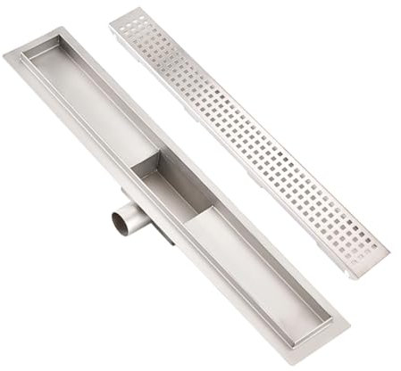 Plumbsys Duschrinne 80cm, Edelstahl Ablaufrinne für Badezimmer,Duschablauf Siphon mit Geruchsstop und Haarsieb,Ablaufrinne extra flach,Schnelle Drainage