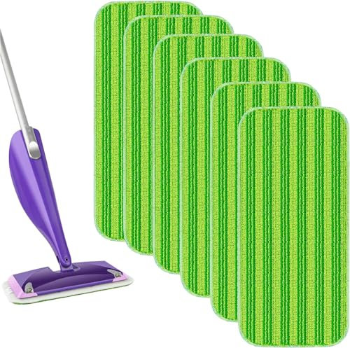 Paquet de 6 tampons de vadrouille en Microfibre, lingettes réutilisables, Chiffons de Nettoyage en Microfibre pour frotter Les sols secs/humides.