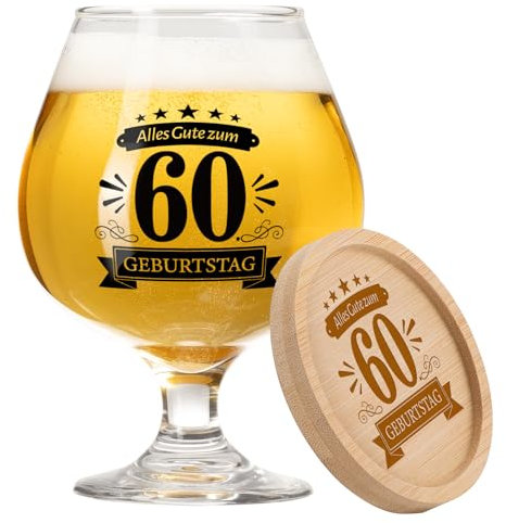 KAAYEE 60 Geburtstag Mann, 17oz Bierglas Geschenke zum 60 Geburtstag Männer, 60. Jahre Geburtstagsgeschenk für Papa Opa Freund Ehemann Onkel Bruder Kollegen Erzieherin Lehrer Chef 1965 Happy Birthday
