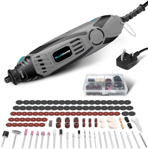 Bluemars 150W Powerful Rotary Multi Tool Sets,Variable Speed (10000-35000rpm) Rotary Tool, 123pcs Accessories Included, Mini Grinder, Drill, Engraving, Cutting, Polishing for Craft Projects and DIY