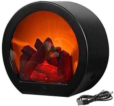 Chimenea eléctrica sin llama realista LED chimenea linterna USB/batería portátil mesa eléctrica quemador de leña efecto fuego para decoración del hogar chimenea falsa efecto quemador de leña eléctrico