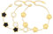 Ornaments 18K Gold Plated Clover Bracelet for Women Set - 3Pcs Four Leaf Bracelets Flower Lucky 4 Leaf Link Bracelet Jewelry Gift for Women (White+Black+Gold), Medium, Stainless Steel, no