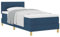vidaXL Blaues Boxspringbett mit Matratze Gepolstert 90X200 cm modernes Design Stoff für Erwachsene Holzbeine einfache Montage und Komfortmatratze. Rahmen Schlafzimmermöbel Einzel