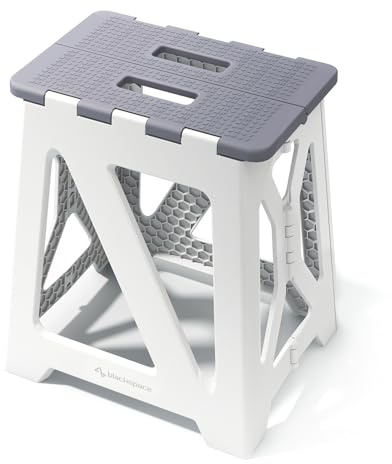 BLACKSPACE Hocker Klappbar 40cm Hoch (Grau/Weiß)-II-XM400H-DE