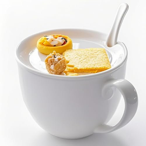 TAMUME Tasse à petit déjeuner en porcelaine anglaise avec couvercle et repose-cuillère