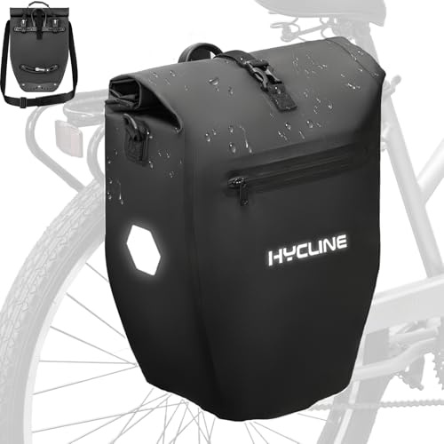 Hycline Fahrradtasche wasserdichte Gepäckträgertasche 28L - 3in1 Fahrrad Tasche Hinten Gepäckträger, mit Tragegriff, Schultergurt und Reflektoren, einfache Befestigung für Pendler, Reisen