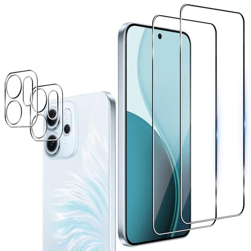 Protector de Pantalla para OPPO Reno 14 F 5G/14F/14FS, Cristal Templado | Wookfiss 2 Piezas Vidrio Templado + 2 Piezas Protector de Lente de Cámara, 9H Dureza Ultra Resistente Sin Burbujas