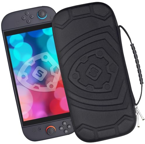 sisma Custodia rigida Compatibile con Nintendo Switch 2 - Custodia pratica per proteggere e trasportare Switch2 e Accessori - Edizione speciale nera