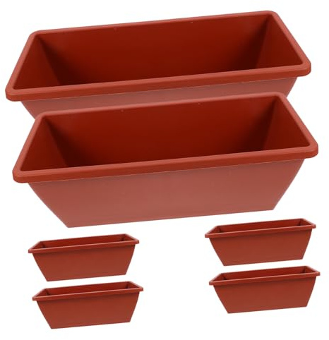 Toyvian 6 pezzi Vaso da Fiori Rettangolare in Plastica Grande Capacità Contenitore per Piante da Giardino e Balcone Supporto per Bonsai e Piante Colore Rosso Mattone