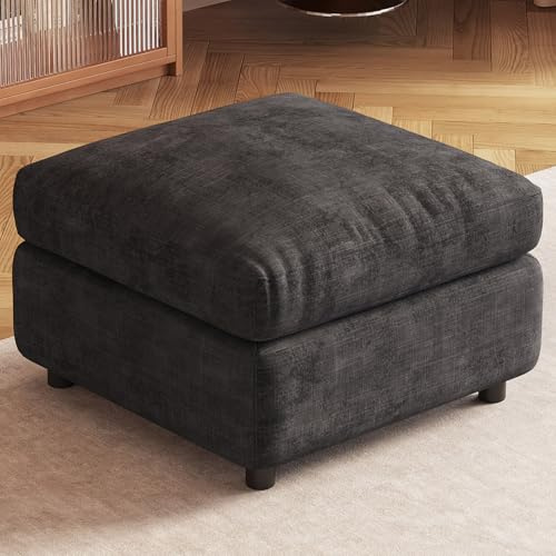 Miuuod Rectangular Storage Ottoman 26.77 Storage Bench, Polyester Footrest Stools Oversized Single Sofa for Living Room, Broad Seater Couch, Indoor Footstool, Dark Grey