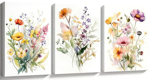 PIGPIGFLY Collection de 3 Tableaux Décoratifs sur Toile 30x40cm - Avec Cadres en Bois, Tableaux Mural Décoratifs Modernes pour Salon, Chambre et Bureau
