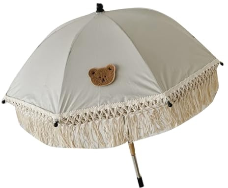Sxhlseller Sonnenschirm für, Schönes Bärenmuster, Leicht, für Strand, Camping, Vliesstoff (Quasten Bärenmuster)