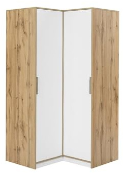 Vente-unique - Armoire d’Angle 2 Portes – L106 cm – Blanc et Naturel Clair - LAMIKI