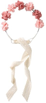 VERTBAUDET Blumenkranz für Mädchen, Boho-Haarschmuck zartrosa/wollweiß