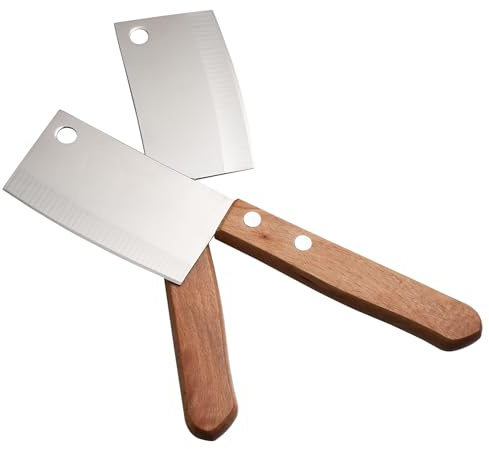 HEALEEP Couteaux Mini en Acier Inoxydable Lot de 2 pour Couper et Fromage, Manche Bois, Ustensiles Pratiques Cuisine et Service