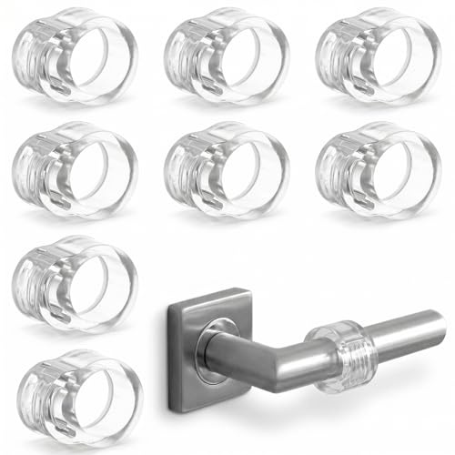 8 Pcs Door Handle Bumpers, 18mm Transparent Door Handle Protectors Invisible Door Stoppers Wall Protector for Bathroom Office Toilet, Stop Wall Furniture Damage