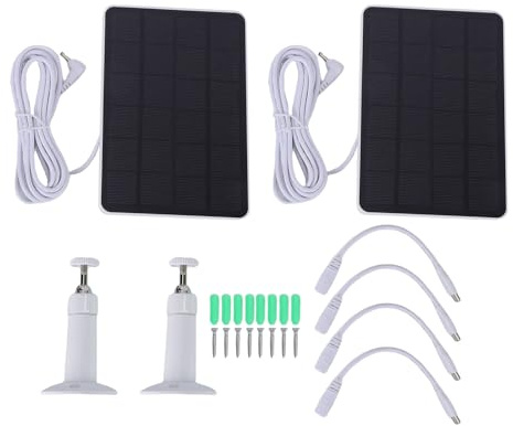 2 Pcs 10W Solar Panel Suitable for Ring Security Camera IP65 Water Proof DC USB C Micro USB Ports Solar Charging Panel with 9.8ft Cable