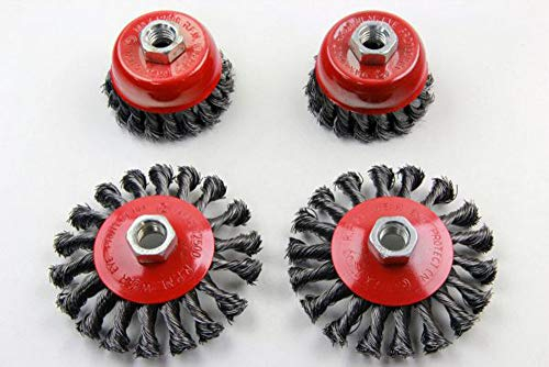 VEWERK 4PC Wire Cup & Wheel Brush Set - Steel Twist Knot 2130