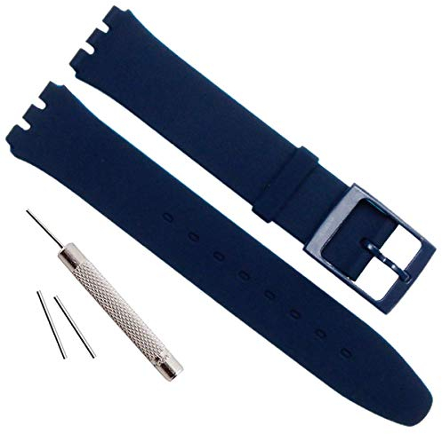 Ultradünnes Uhrenarmband, 16 mm, wasserfest, aus Silikon, Ersatz für Swatch 16mm marineblau