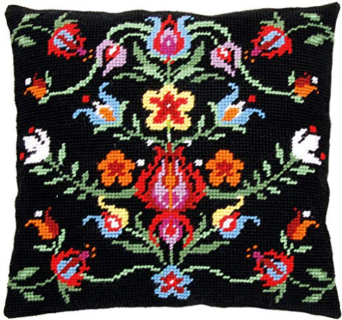 Vervaco Gobelin Stickpackung Kissen Stickset Erwachsene Kissenbezug FOLKLORE Stickerei Set Anfänger Vorgedruckt Kreuzstichkissen Kreatives Handwerk ca. 40 x 40 cm Dekoratives Kissen DIY Geschenkset