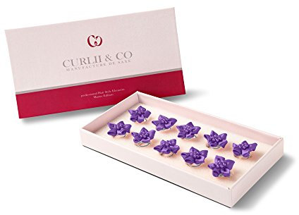 10 Designer Blumen Curlies - Silber Editon - Satin Blüte flieder - Brauthaarschmuck | Haarschmuck | CURLII SE-BFL
