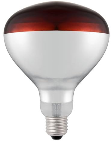 HENDI Infrarotlampe, für Wärmelampen und Wärmebrücken, zum Warmhalten von Speisen, Bruchsicher, E27 Fassung, warmem rotem Licht, Speisenwärmer, 230V/250W, ø125x(H) 170mm