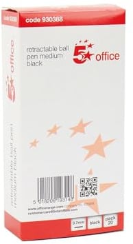 5 Star Office Retractable B/Pen Med Blk