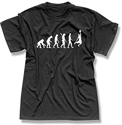 T-Shirt Evolution Basketball Dunking Sport Korb NBA 13 Farben Herren XS - 5XL Magic America Clippers Suns Mavericks Kings Rockets, Größe:XL, Farbe:schwarz - Logo Weiss