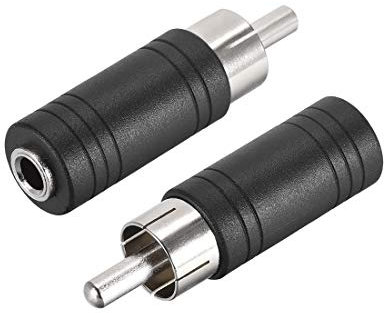 sourcing map RCA Male to 3.5mm Female Connector Stereo Audio Video Adapter Coupler Converter Black 2Pcs