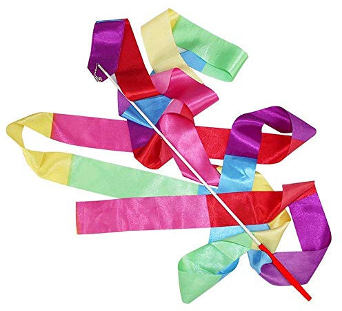 Aeromdale Gym Fitness Rubans de Gymnastique Rythmiques Ruban de GRS avec Baguette 4 m Art Rubans pour Enfants Cadeau