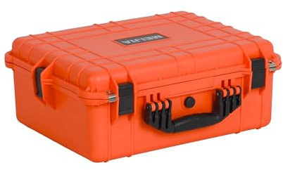 MEIJIA Waterproof Hard Camera Case with Customizable Fit Foam, Fit for Drones,Camera,Lens (Orange, 20.62x16.85x8.11)