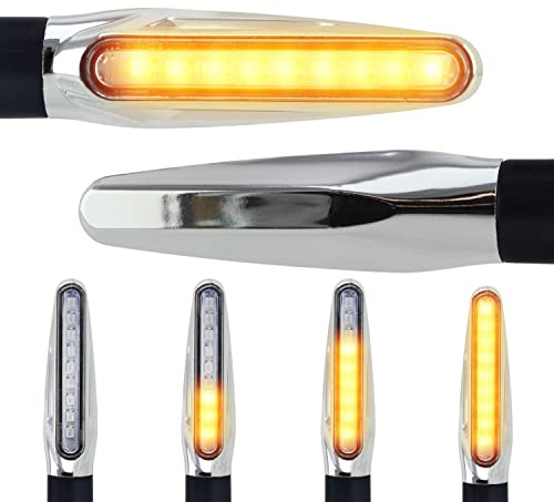 Area1 Motorrad LED Blinker E-geprüft Set (2 Stück) M10 mit Lauflichteffekt kompatibel mit (AD11 Silber (Blinker))