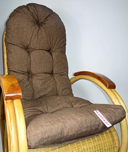 Rattani Auflage/Polster für Schaukelstuhl, Liegestuhl, Ersatzpolster Gr. 130 x 50 x 12 cm, Nuevo Loneta Brown - Made in EU