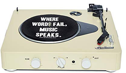Gadhouse Brad Vintage Record Player 3-speed Turntable Built in Bluetooth, Stereo Speakers, Pitch Control, Aux Input for Smartphone, RCA Line Out Jacks (Ivory)