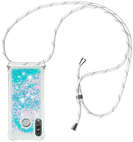 Handykette Handyhülle Case Flüssig Bewegende Treibsand Glitter mit Huawei P30 Liquid Cover - Handy-Kette Handy Hülle mit Kordel Umhängen -Handy/Band Halsband Lanyard/Halsband Necklace
