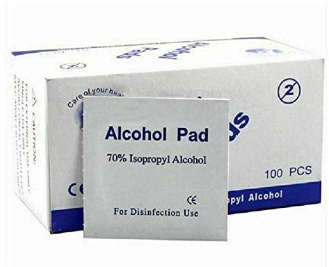 YNR 70% Alcohol Pre-Injection Isopropyl Wipes - Individually Wrapped First Aid Skin Cleaning Easy-Tear Sachet Wipes (100PCS)
