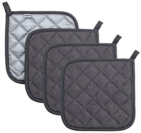 Joyhalo Topflappen für Küche, Arbeitsplatten, Topflappen für Küche, Arbeitsplatten, Topflappen, Topflappen-Sets für Küchen, hitzebeständig, Grau, 4 Stück