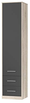 SMARTBett Schrank Kleiderschrank Aktenschrank 50cm mit 2 Schubladen Eiche Sonoma/Anthrazit