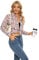 Fourindo Womens Plaid Shirt Ladies Cotton Tops Button Down Long Sleeve Womens Oversize Boyfriend Shirts Casual Flannel Checked Shirt with Pocket